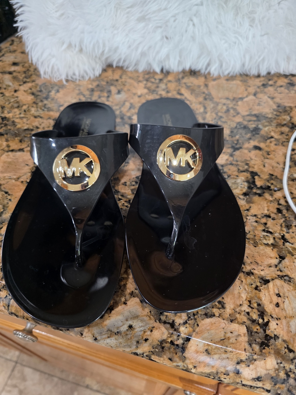 Michael Kors Black Jelly Logo Thong Sandals